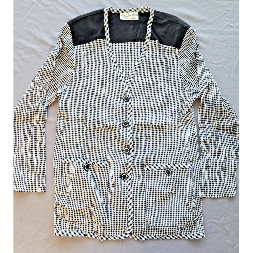 Vintage 90s Gangnam Plaid Blazer Petite Women Sz M Floral Retro Gothic Whimsy